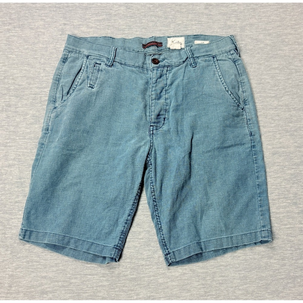 Koto Slim Fit Golf Shorts Mens 34 Blue Textured Cotton Linen Blend Lightweight